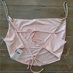 Pink rhinestone strap top